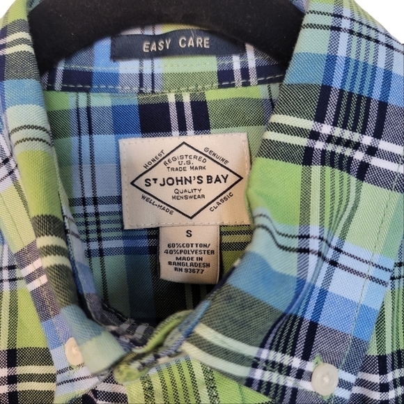 St. John's Bay Grn/Blk Plaid SS Shirt Sz S - Picture 2 of 8